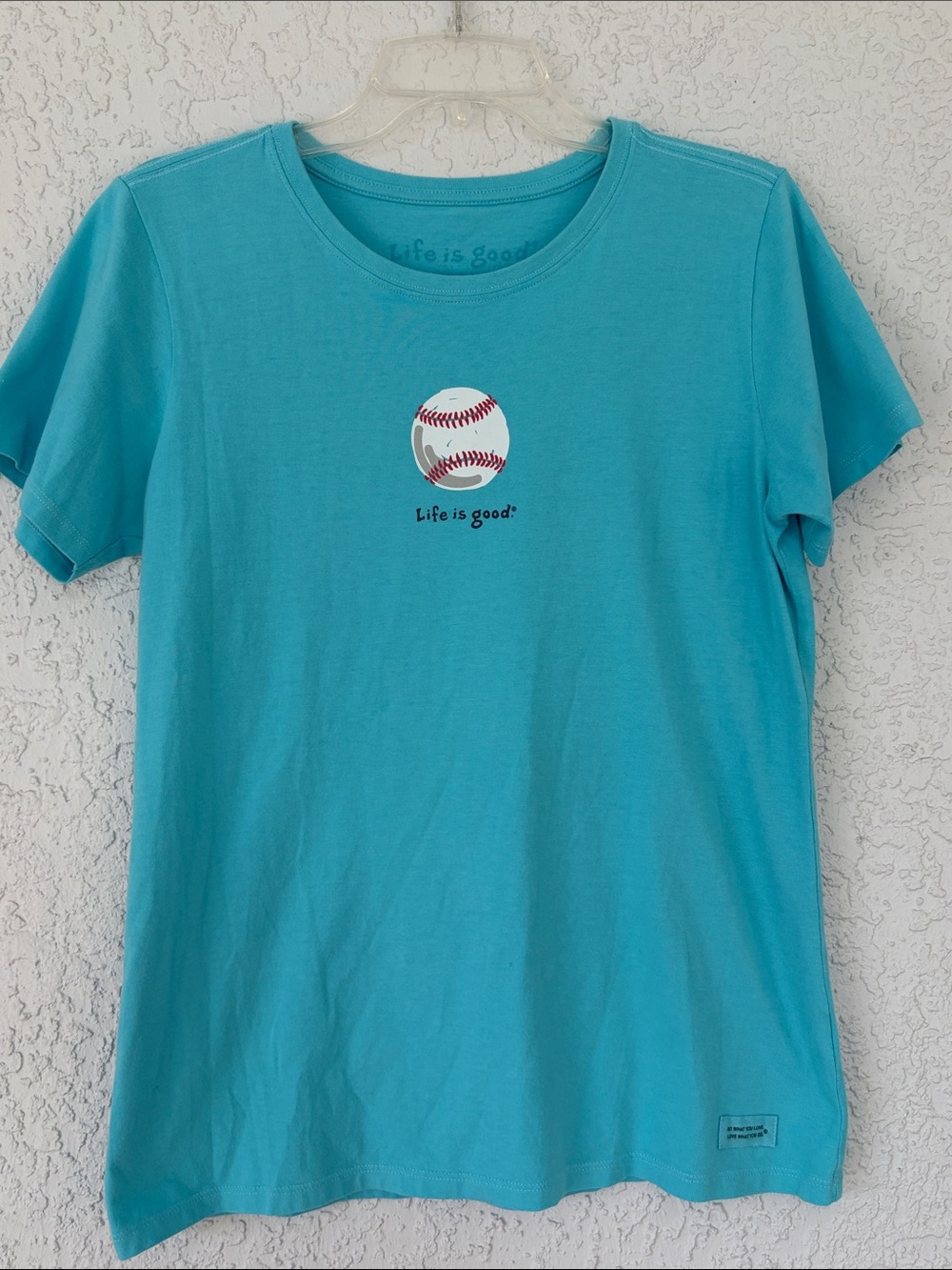 Life Is Good Turquoise woman’s vintage Baseball Tee size M
